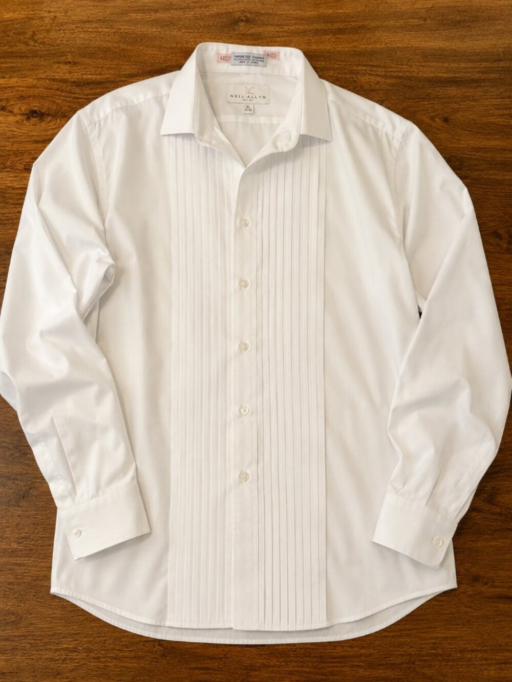 Neil Allyn Men's White Tuxedo Dress Shirt – XL (34/35)